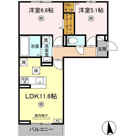 D-ROOM菊池　B棟（103） 間取り図画像