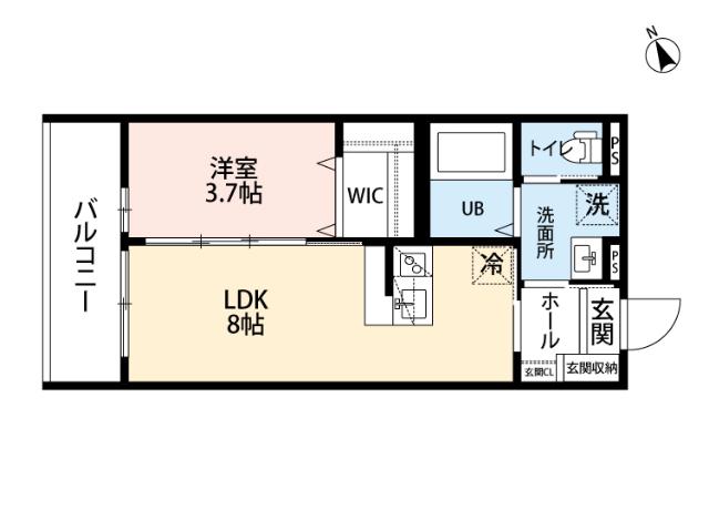 グランソレイユ西新（102） 間取り図画像