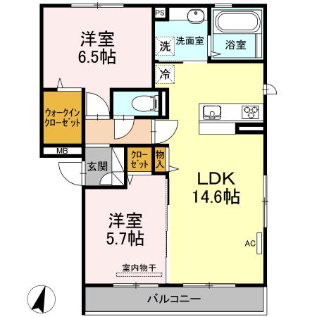 D-roomS・K　B棟（305） 間取り図画像