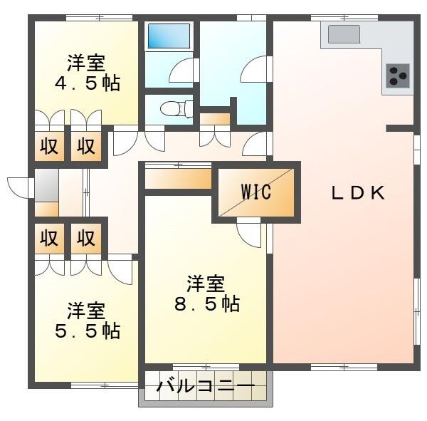 長橋２丁目４−４一棟二戸（2階） 間取り図画像