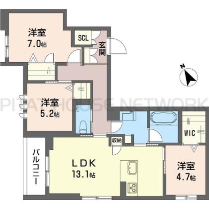 広め主寝室に玄関にはSIC、大容量のWI