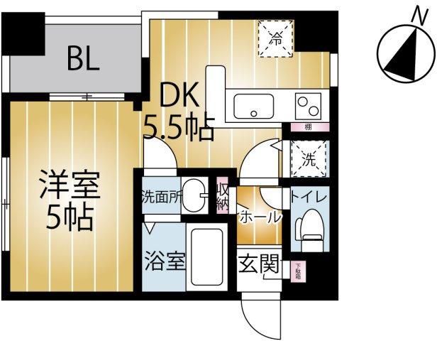 1DKの間取りです。