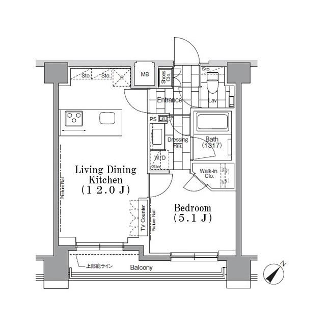 ＯＮＥ　ＲＯＯＦ　ＦＬＡＴ　ＴＳＵＫＩＳＨＩＭＡ（803） 間取り図画像