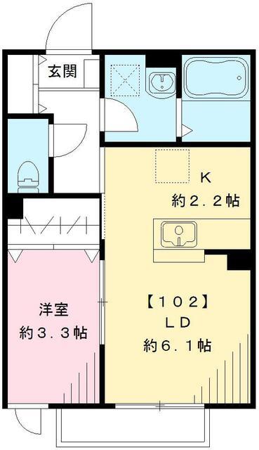 Aries国立　アリエスクニタチ（102号室） 間取り図画像