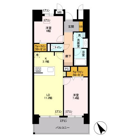 ロイヤルパークスリバーサイド（407） 間取り図画像