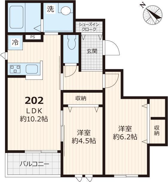 グランシャリオ（202号室） 間取り図画像