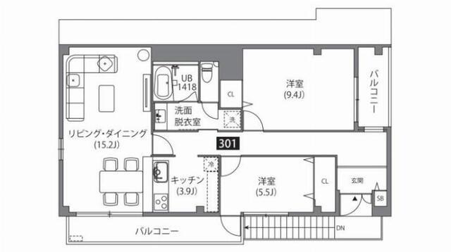 グランバリュー永福町（301） 間取り図画像