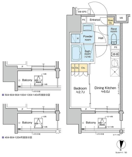 プラウドフラット亀戸ステーションプレイス（1404） 間取り図画像