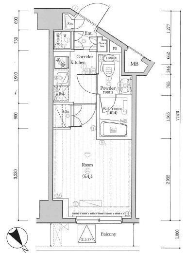 PREMIUM CUBE北品川（503） 間取り図画像