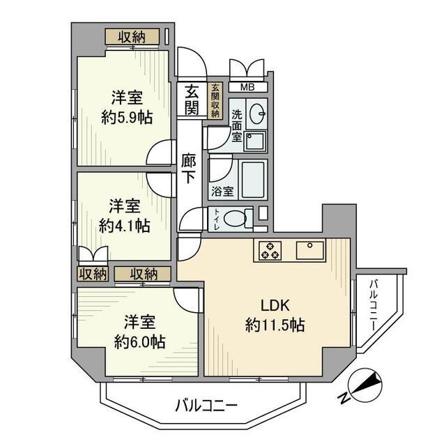 朝日クレス・パリオ西落合（601） 間取り図画像