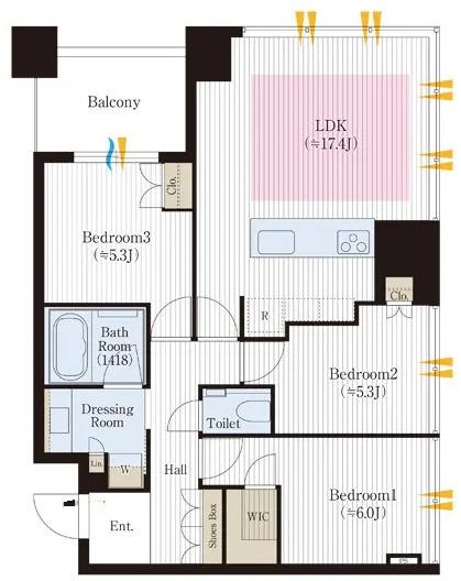 シティタワー麻布十番（1113） 間取り図画像