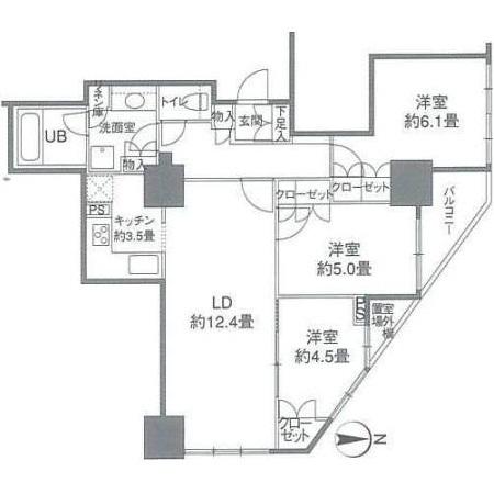 カスタリアタワー品川シーサイド（1407） 間取り図画像