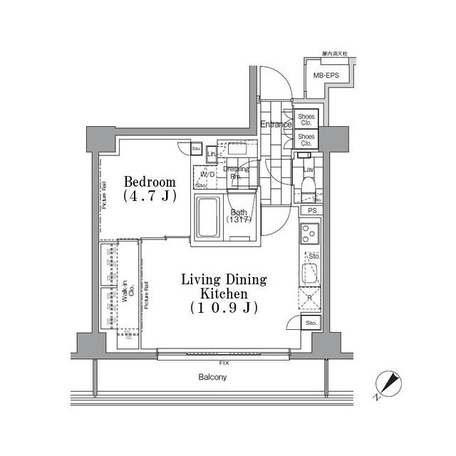 ＯＮＥ　ＲＯＯＦ　ＦＬＡＴ　ＴＳＵＫＩＳＨＩＭＡ（811） 間取り図画像