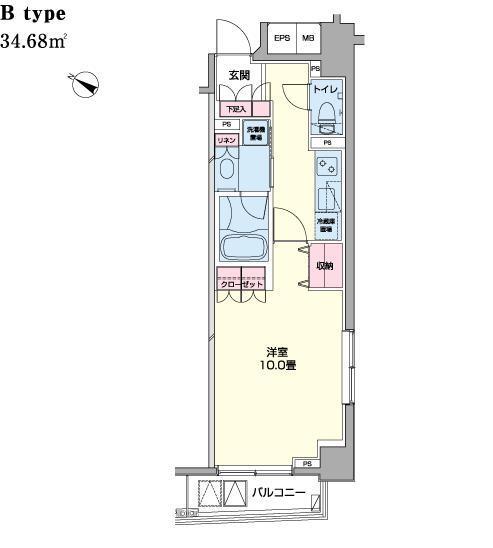 プライムアーバン日本橋浜町（1302） 間取り図画像