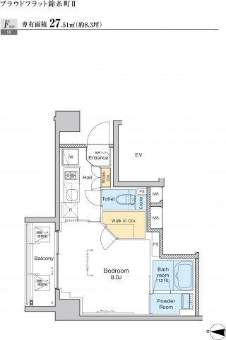 プラウドフラット錦糸町Ⅱ（508） 間取り図画像