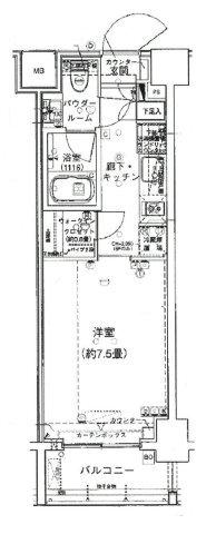 パークリュクス白金monoグレージュ（205） 間取り図画像