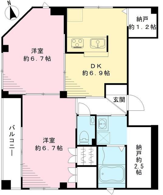 ビューノ北新宿（201号室） 間取り図画像