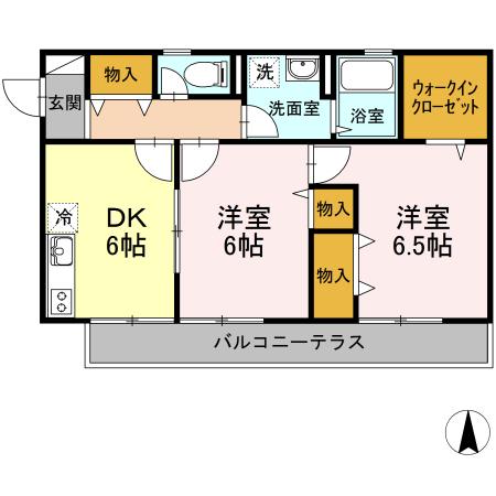 パールハイツ内田　Ⅱ（101） 間取り図画像