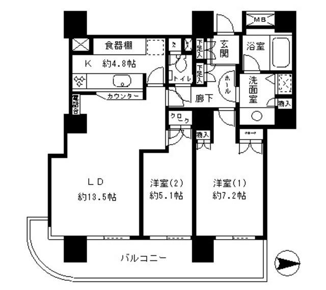リバーポイントタワー（304） 間取り図画像