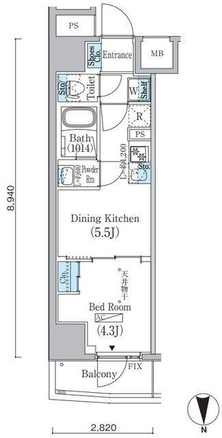 プライムブリス上野元浅草（402） 間取り図画像