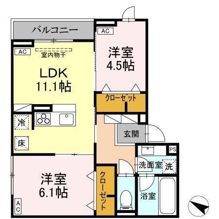 Asset-Court錦町Ⅱ（101） 間取り図画像