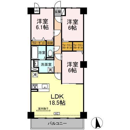 グランヴェールにしすな（202） 間取り図画像