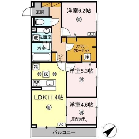 アミティエY（101） 間取り図画像