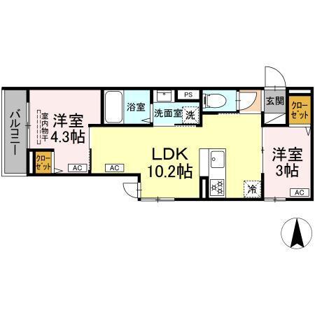 セレスティア中台 Ⅲ（302） 間取り図画像