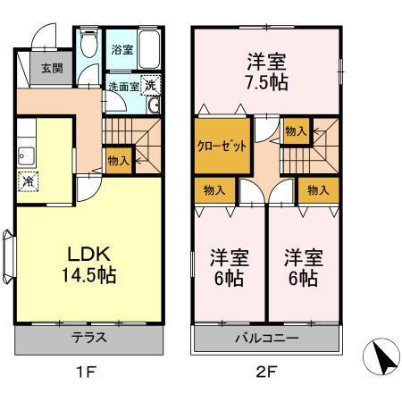 セジュールよもぎ　Ｂ（101） 間取り図画像