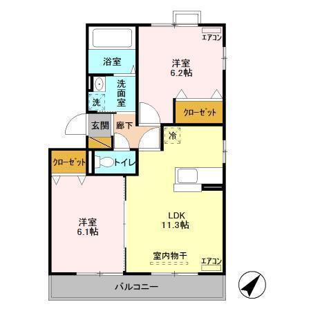 カシータ　Ⅲ（201） 間取り図画像
