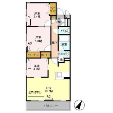 クレア立川（307） 間取り図画像