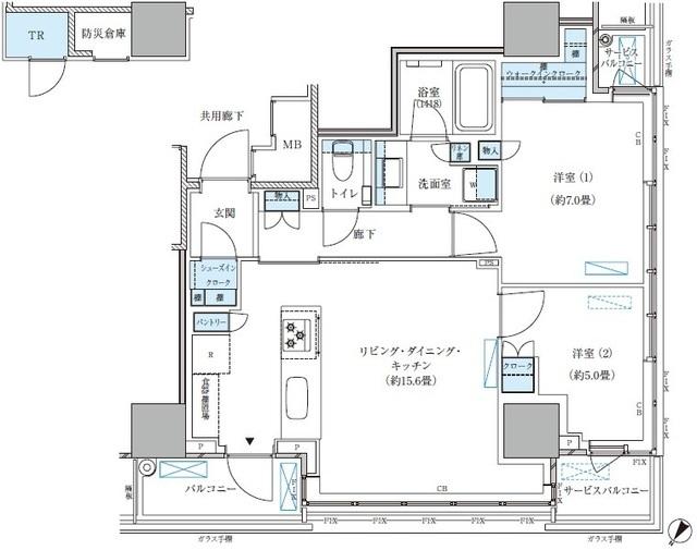 パークアクシス五反田スカイタワー（2101） 間取り図画像