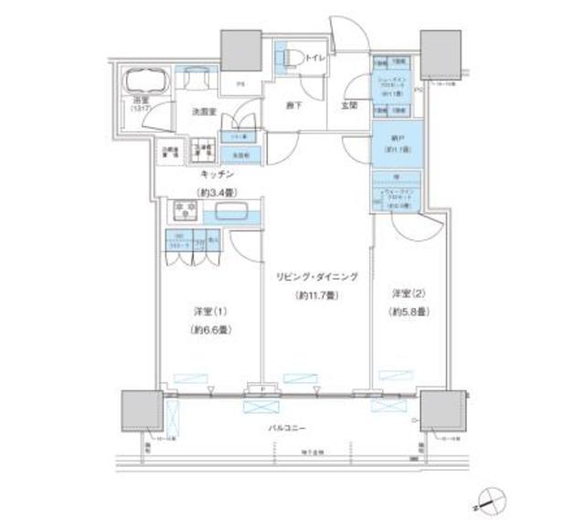 パークシティ柏の葉キャンパス　ザ・ゲートタワー　ウエスト（1703） 間取り図画像