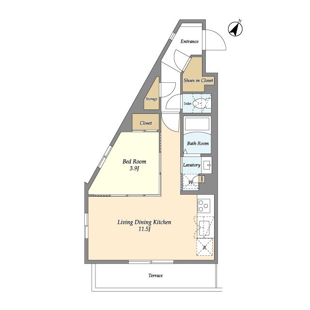 ルネサンスコート祐天寺Ｔｅｒｒａｃｅ（101） 間取り図画像