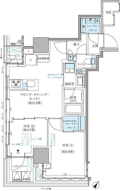 パークアクシス五反田スカイタワー（2306） 間取り図画像