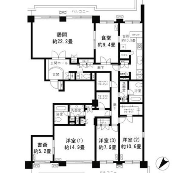 パークシティ本牧Ａ棟（505） 間取り図画像