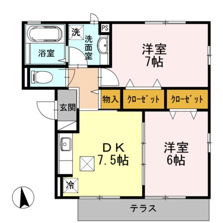 フィオーレ六月（102） 間取り図画像