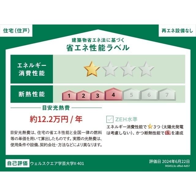ウェルスクエア学芸大学Ⅱ（401） 省エネ性能表示ラベル