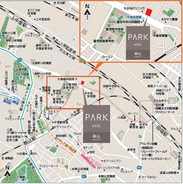 パークアクシス駒込ＨＩＬＬＴＯＰ（402） 地形図・案内図