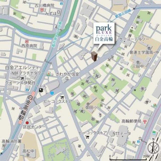 パークリュクス白金高輪（1002） 地形図・案内図