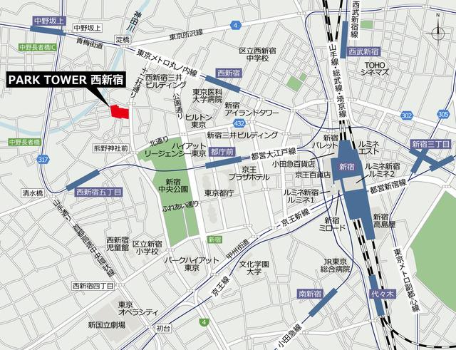 パークタワー西新宿（714） 地形図・案内図