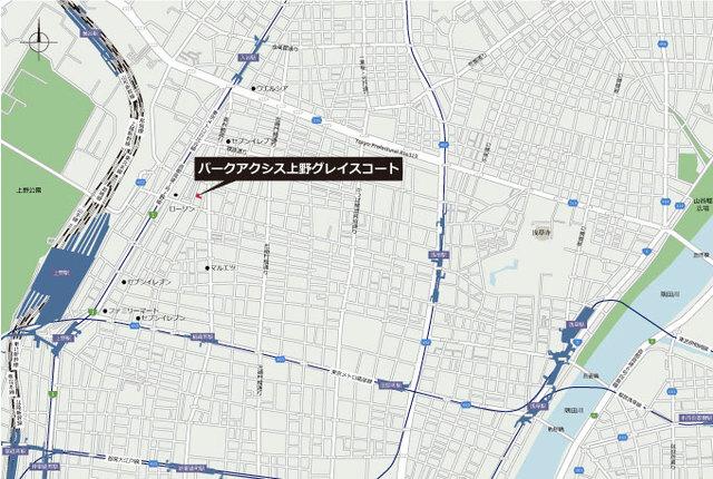 パークアクシス上野グレイスコート（401） 地形図・案内図