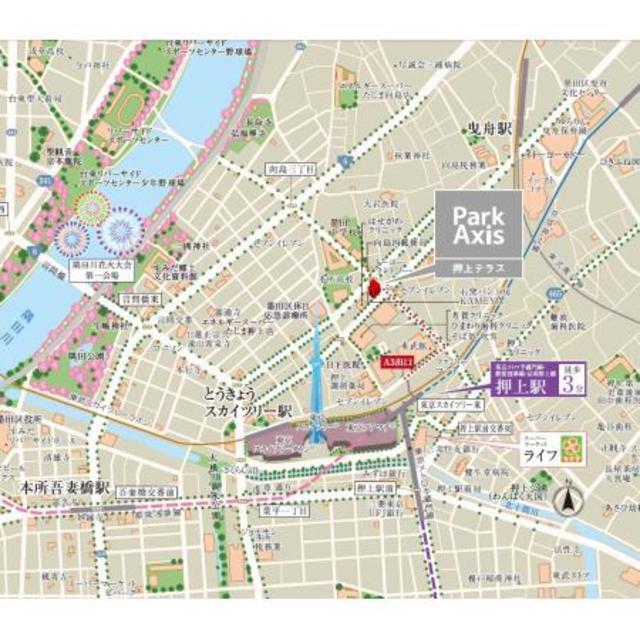 パークアクシス押上テラス（801） 地形図・案内図