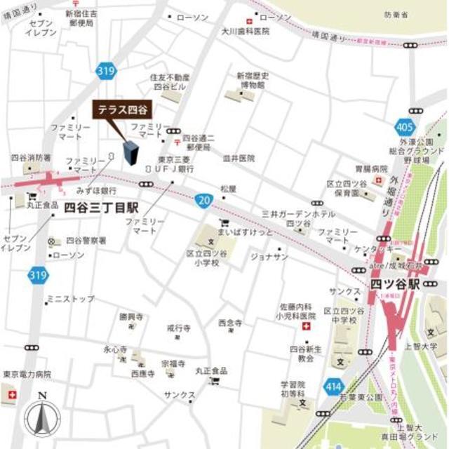 テラス四谷（1001） 地形図・案内図