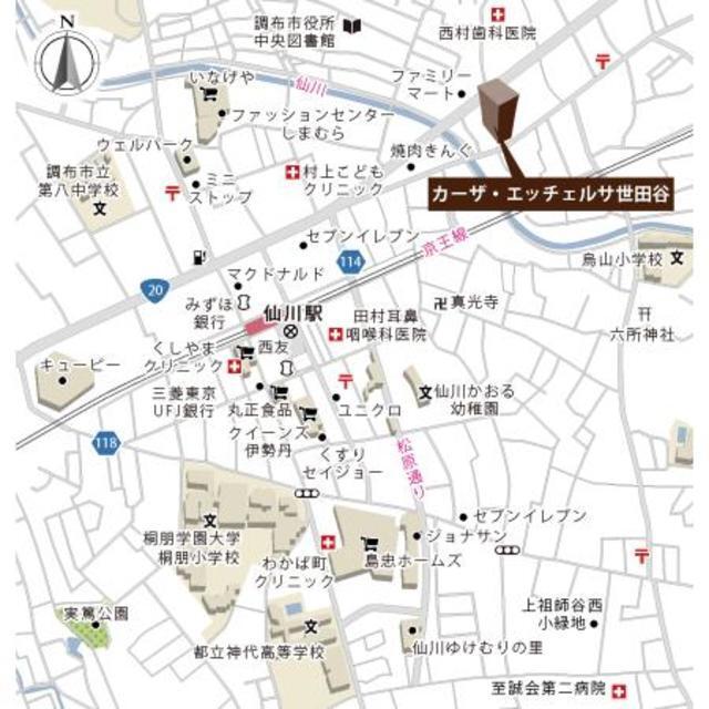 カーザ・エッチェルサ世田谷（増築部分）（307） 地形図・案内図