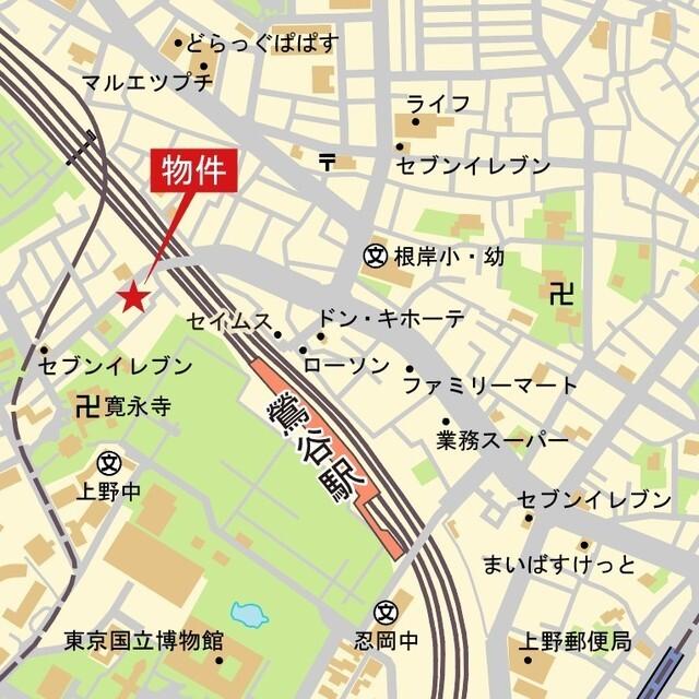 パークキューブ上野桜木（501） 地形図・案内図