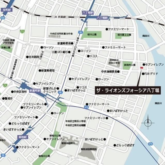 ＢＣＮレジデンス八丁堀（901） 地形図・案内図