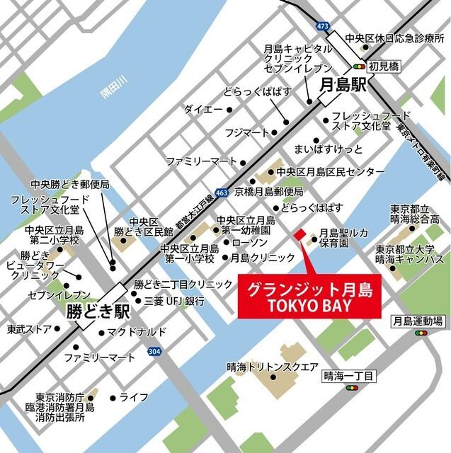 グランジット月島ＴＯＫＹＯ　ＢＡＹ（201） 地形図・案内図