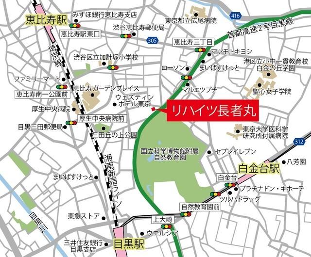 リハイツ長者丸（304） 地形図・案内図