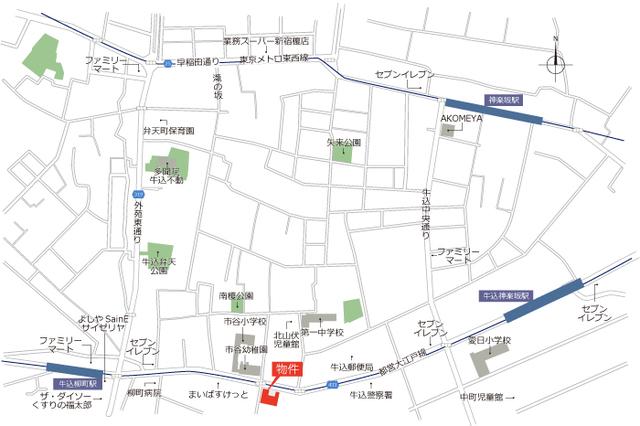 パークスフィア牛込神楽坂（1210） 地形図・案内図